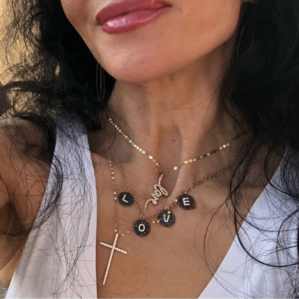 Bettina Javaheri black diamond rose gold love necklace RARE - Picture 10 of 16